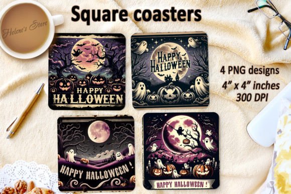 Download Happy Halloween Square Coaster Designs - Coaster designs Collection