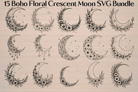 Download Floral Crescent Moon SVG Bundle - Premium Resources