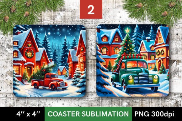 Download Christmas Truck - Square Coaster Designs - Premium Resources