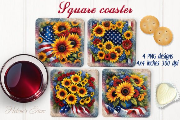 Download USA Sunflowers Square Coaster Designs - Coaster designs Collection